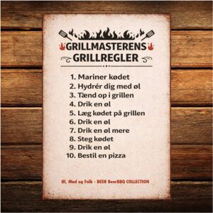 Grillmasterens Grillregler - Retro Metalskilt