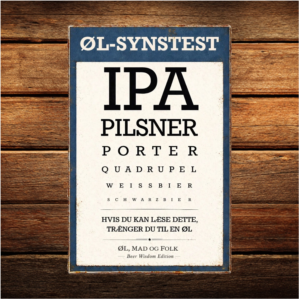 Øl-Synstest - Retro Metalskilt