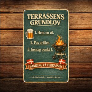 Terrassens Grundlov - Retro Metalskilt
